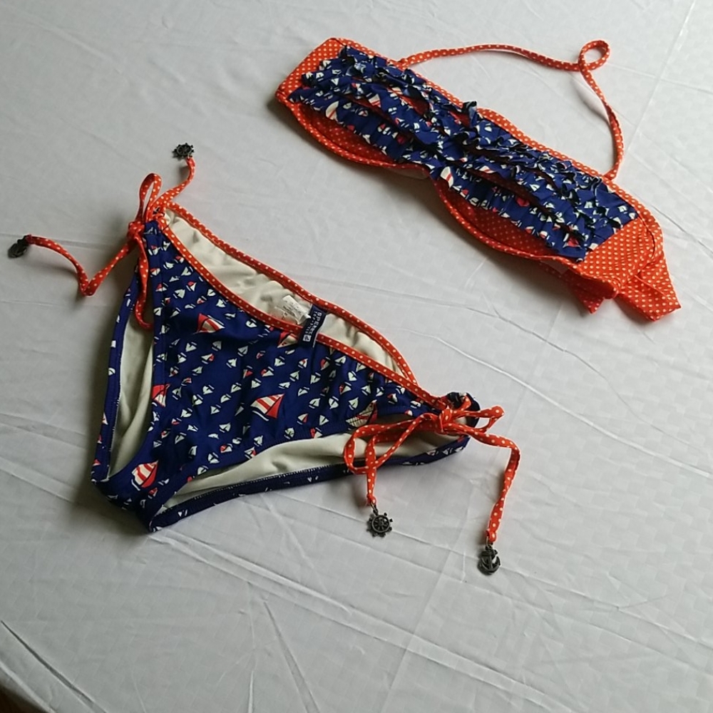 Sperry topsider sailboat polka dot bandeau bikini